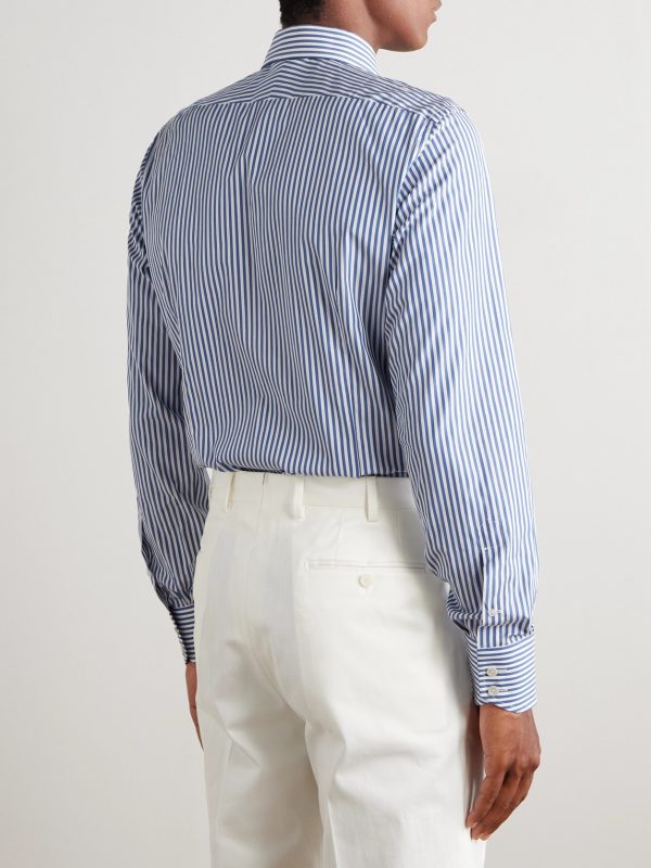 Slim-Fit Striped Cotton-Poplin Shirt - BK