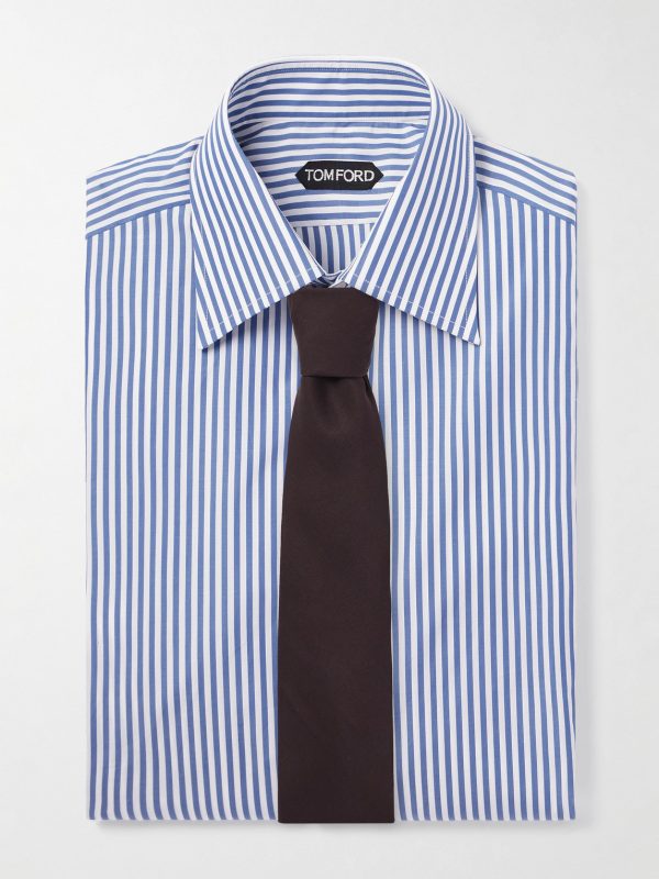 Slim-Fit Striped Cotton-Poplin Shirt - E1