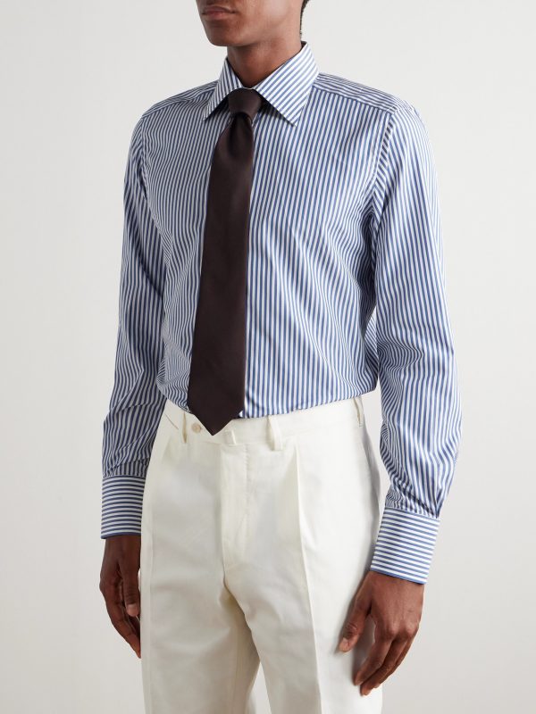 Slim-Fit Striped Cotton-Poplin Shirt - FR