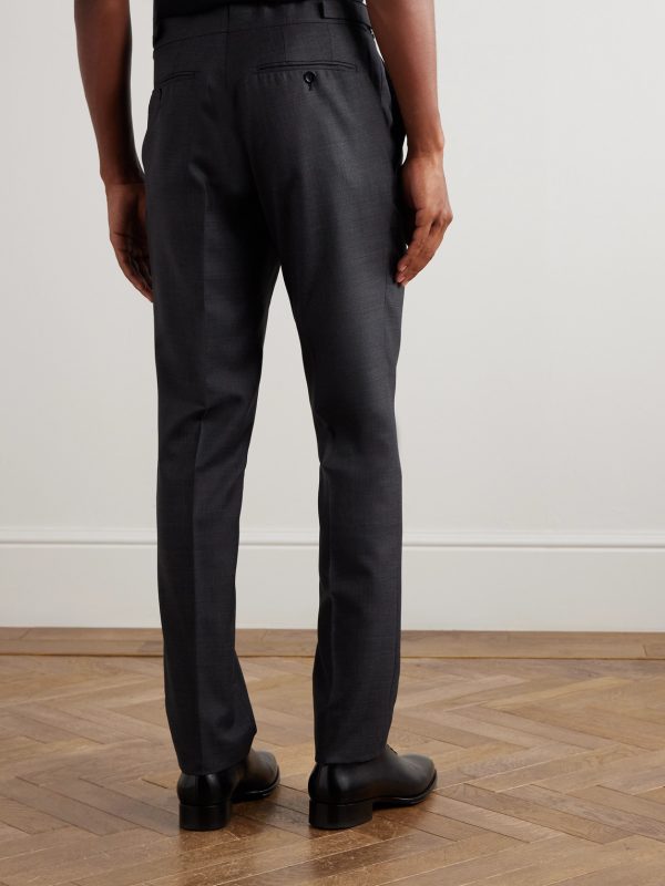 Shelton Straight-Leg Wool-Flannel Trousers - BK