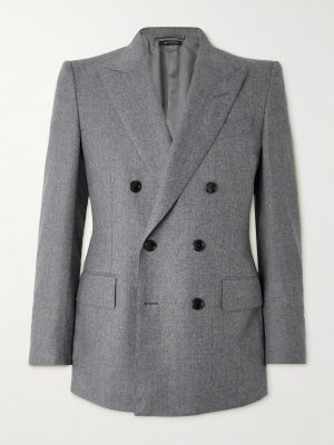 Dyllan Double-Breasted Wool-Flannel Suit Jacket