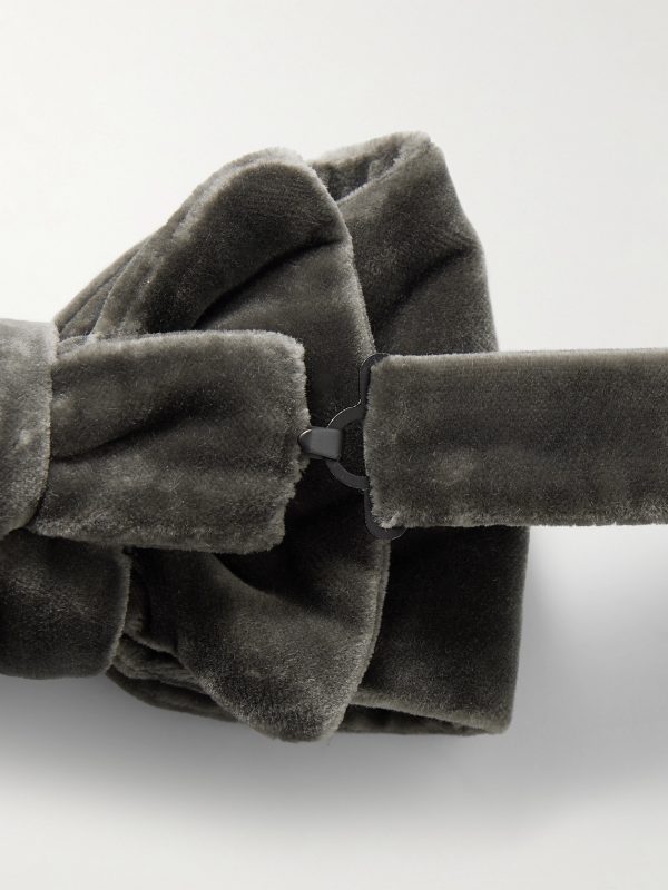 Pre-Tied Cotton-Velvet Bow Tie - BK