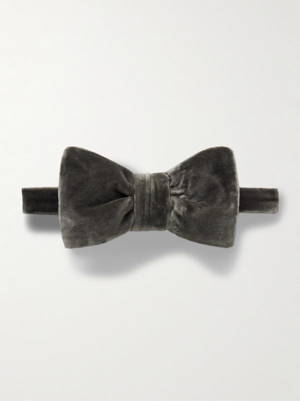 Pre-Tied Cotton-Velvet Bow Tie