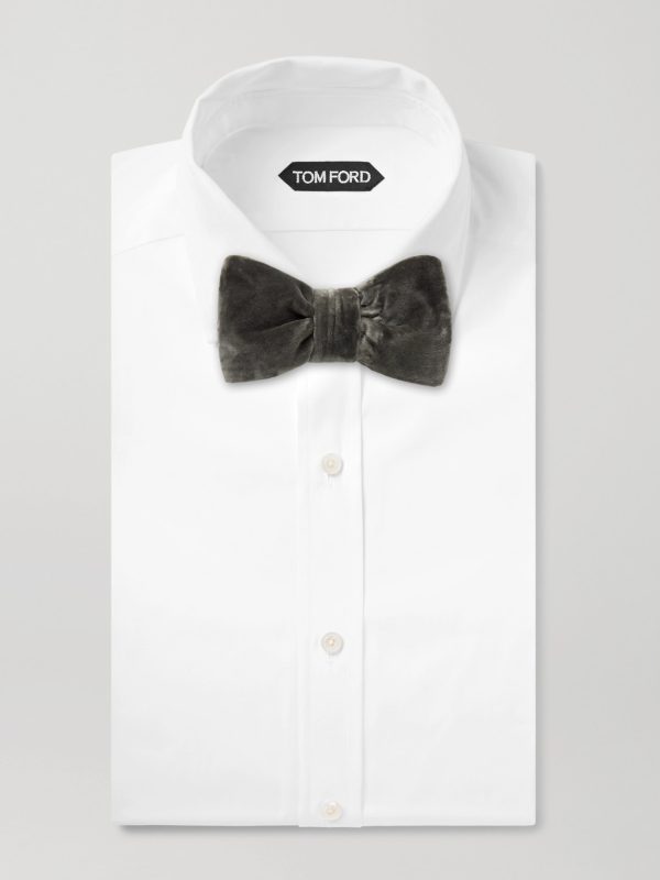 Pre-Tied Cotton-Velvet Bow Tie - OU