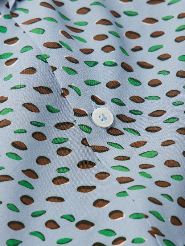 Convertible-Collar Printed Crepe de Chine Shirt - CU Convertible-Collar Printed Crepe de Chine Shirt - CU