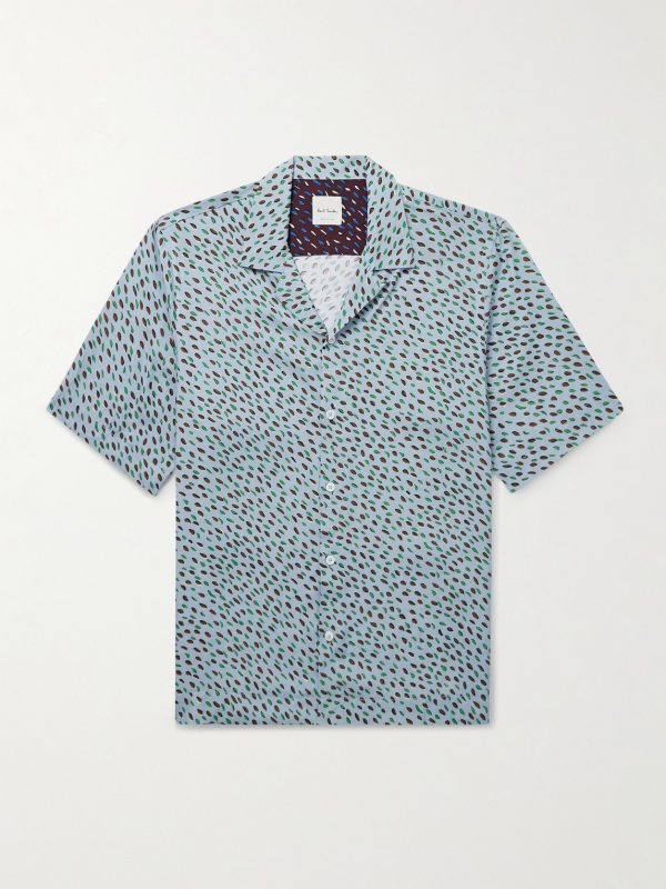 Convertible-Collar Printed Crepe de Chine Shirt Convertible-Collar Printed Crepe de Chine Shirt
