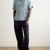 Convertible-Collar Printed Crepe de Chine Shirt - OU Convertible-Collar Printed Crepe de Chine Shirt - OU