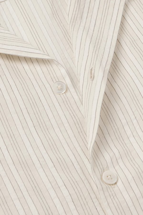 Convertible-Collar Striped Cotton and Linen-Blend Shirt - CU