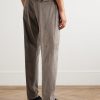 Straight-Leg Pleated Stretch Cotton and Wool-Blend Corduroy Trousers - BK Straight-Leg Pleated Stretch Cotton and Wool-Blend Corduroy Trousers - BK