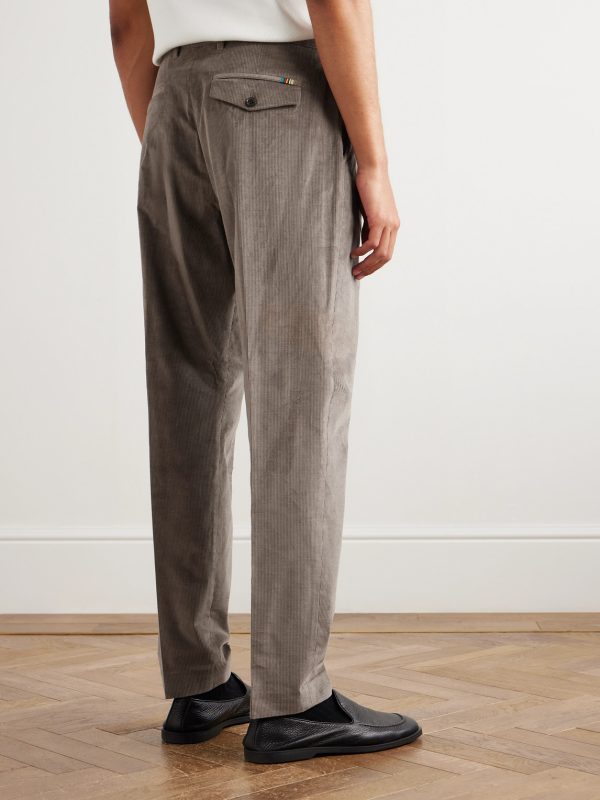 Straight-Leg Pleated Stretch Cotton and Wool-Blend Corduroy Trousers - BK Straight-Leg Pleated Stretch Cotton and Wool-Blend Corduroy Trousers - BK