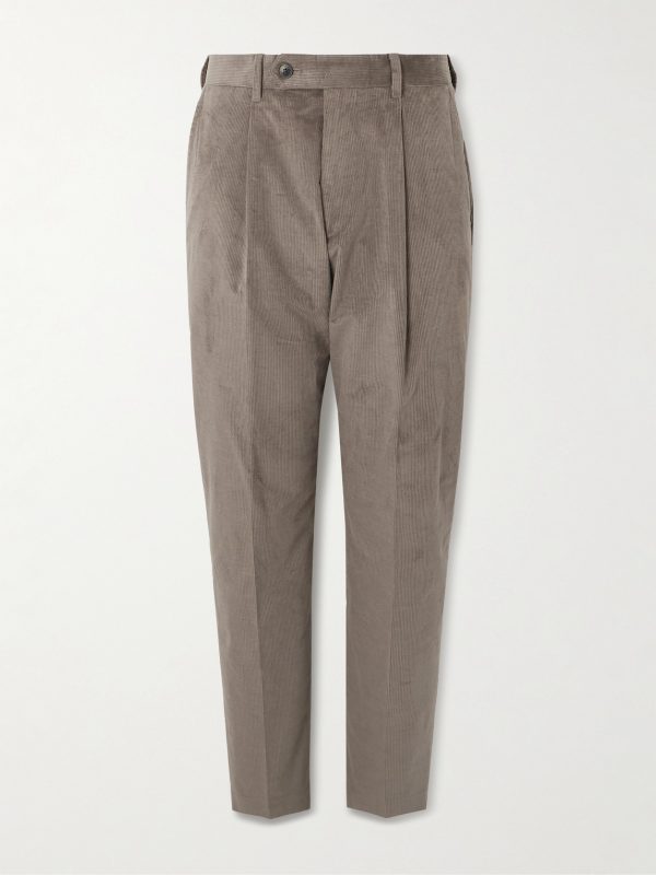 Straight-Leg Pleated Stretch Cotton and Wool-Blend Corduroy Trousers Straight-Leg Pleated Stretch Cotton and Wool-Blend Corduroy Trousers
