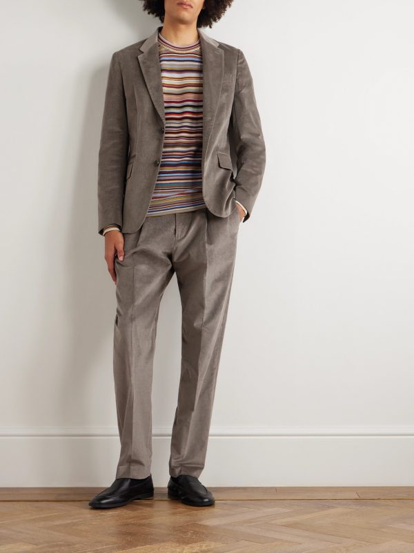 Straight-Leg Pleated Stretch Cotton and Wool-Blend Corduroy Trousers - OU Straight-Leg Pleated Stretch Cotton and Wool-Blend Corduroy Trousers - OU