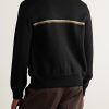 Stripe-Trimmed Wool Zip-Up Cardigan - BK Stripe-Trimmed Wool Zip-Up Cardigan - BK