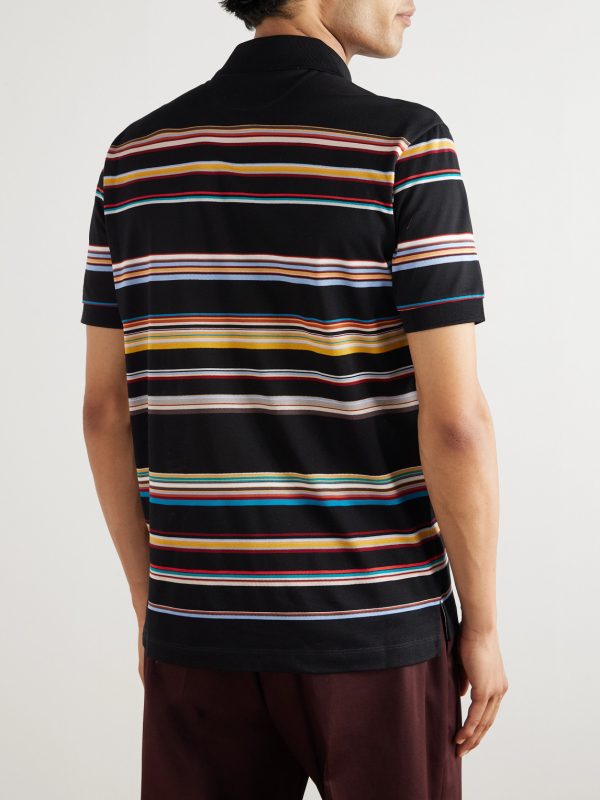Striped Cotton-Piqué Polo Shirt - BK Striped Cotton-Piqué Polo Shirt - BK
