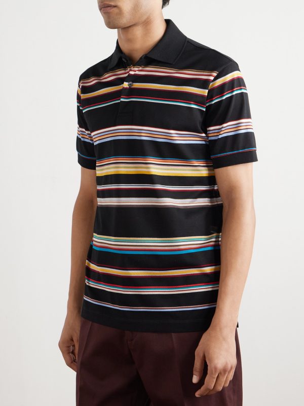 Striped Cotton-Piqué Polo Shirt - FR Striped Cotton-Piqué Polo Shirt - FR