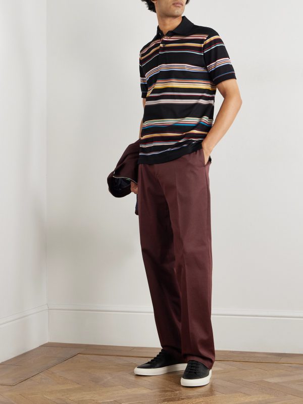 Striped Cotton-Piqué Polo Shirt - OU Striped Cotton-Piqué Polo Shirt - OU