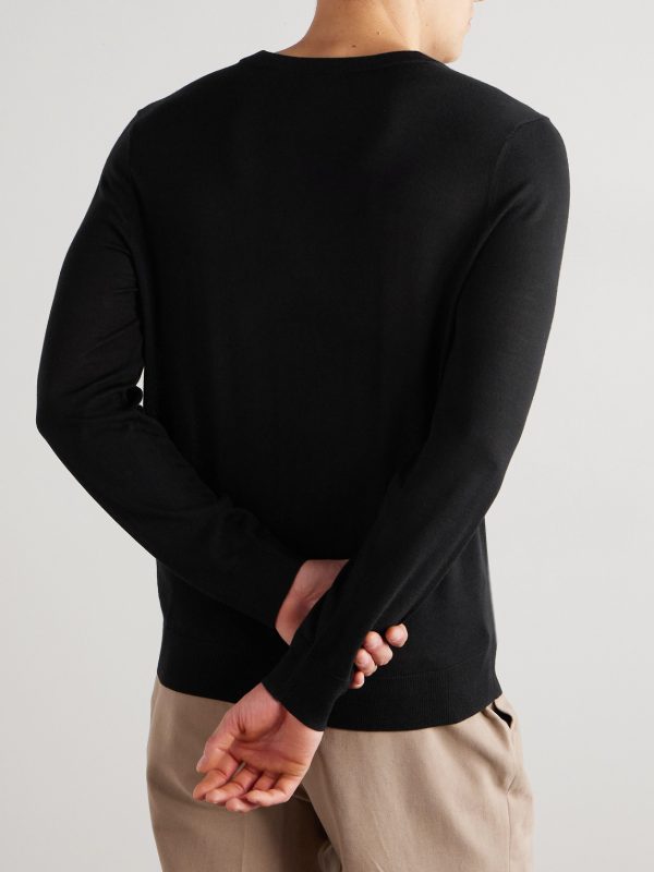 Logo-Embroidered Merino Wool Sweater - BK Logo-Embroidered Merino Wool Sweater - BK