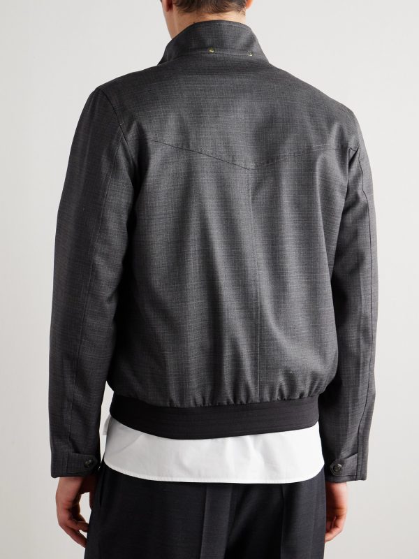 Checked Wool Bomber Jacket - BK Checked Wool Bomber Jacket - BK