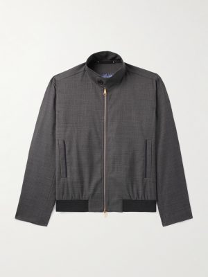 Checked Wool Bomber Jacket