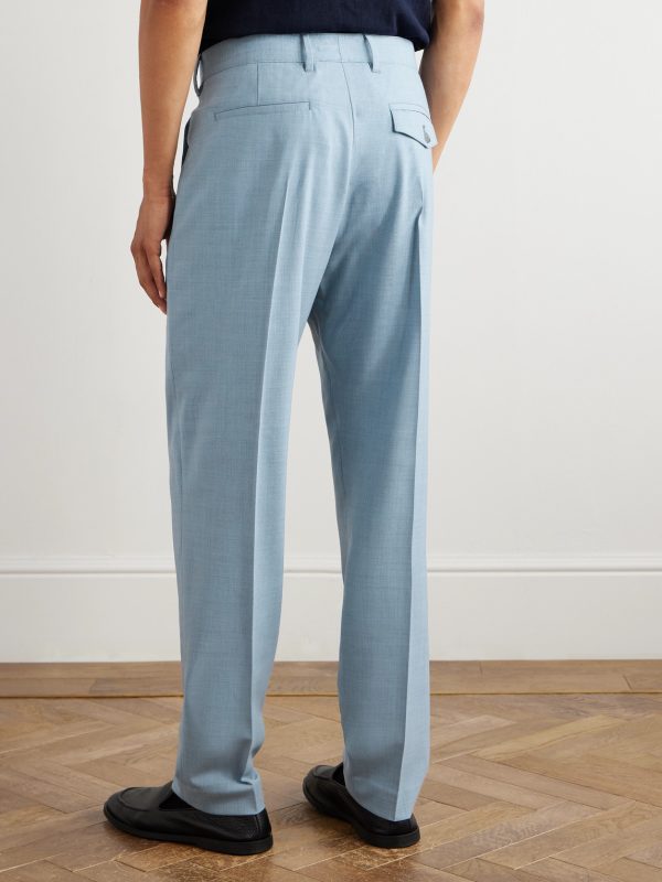 Tapered Pleated Stretch-Wool Suit Trousers - BK Tapered Pleated Stretch-Wool Suit Trousers - BK