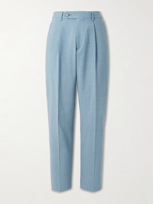 Tapered Pleated Stretch-Wool Suit Trousers