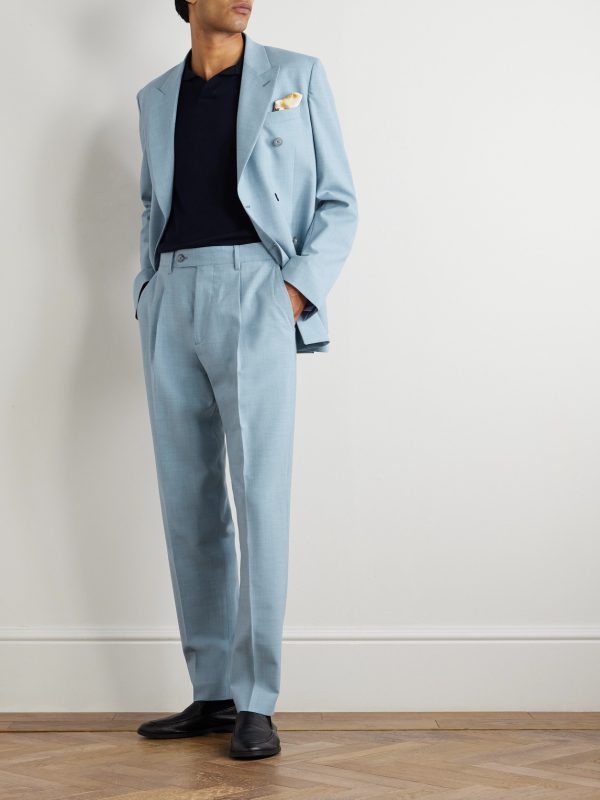 Tapered Pleated Stretch-Wool Suit Trousers - OU Tapered Pleated Stretch-Wool Suit Trousers - OU