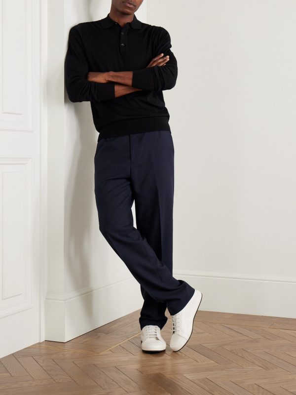 Slim-Fit Straight-Leg Wool Trousers - OU Slim-Fit Straight-Leg Wool Trousers - OU