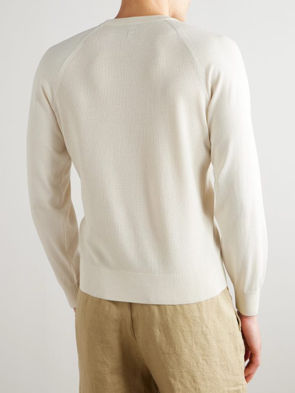 Waffle-Knit Cotton and Silk-Blend Sweatshirt - BK Waffle-Knit Cotton and Silk-Blend Sweatshirt - BK