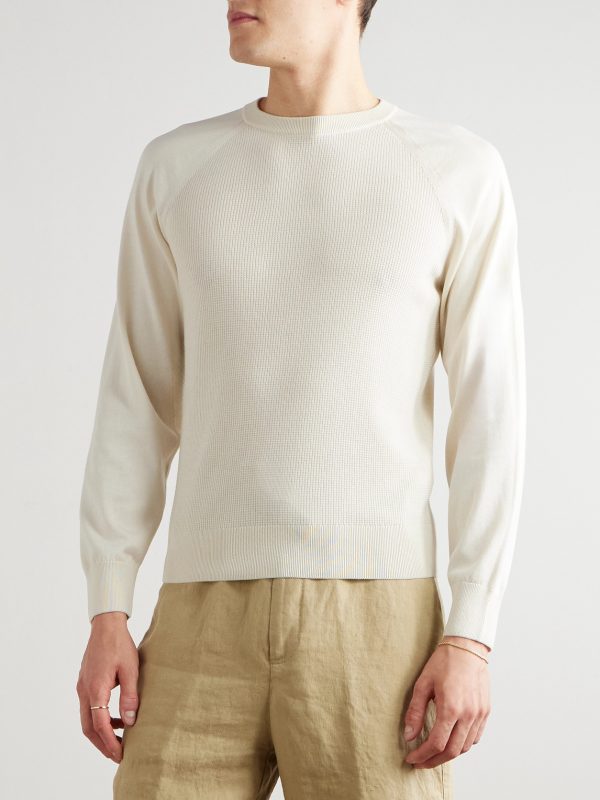 Waffle-Knit Cotton and Silk-Blend Sweatshirt - FR Waffle-Knit Cotton and Silk-Blend Sweatshirt - FR