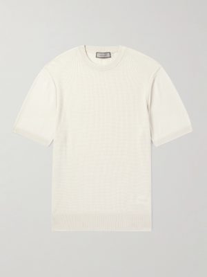 Slim-Fit Waffle-Knit Cotton and Silk-Blend T-Shirt