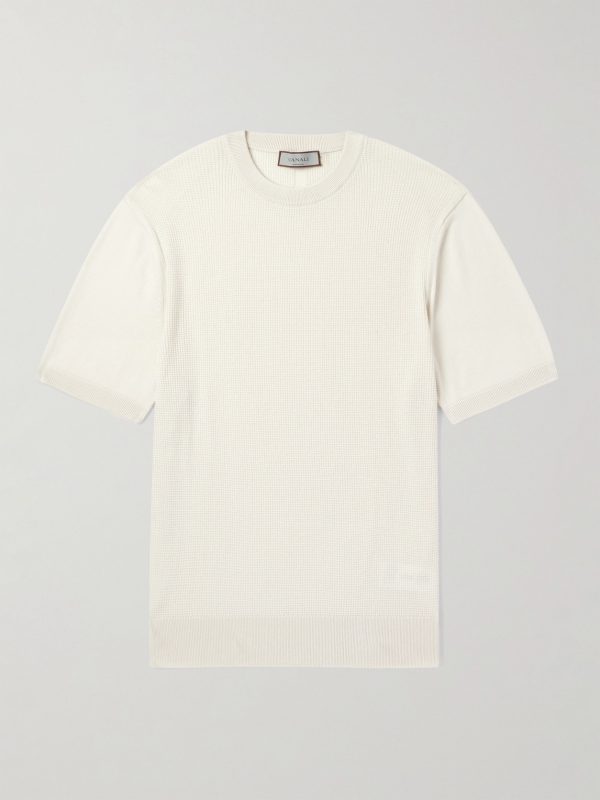Slim-Fit Waffle-Knit Cotton and Silk-Blend T-Shirt