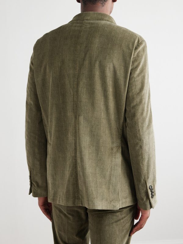 Monster Double-Breasted Prince of Wales Checked Cotton-Blend Corduroy Blazer - BK Monster Double-Breasted Prince of Wales Checked Cotton-Blend Corduroy Blazer - BK