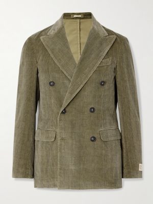 Monster Double-Breasted Prince of Wales Checked Cotton-Blend Corduroy Blazer Monster Double-Breasted Prince of Wales Checked Cotton-Blend Corduroy Blazer