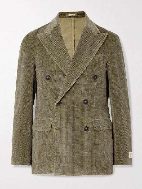 Monster Double-Breasted Prince of Wales Checked Cotton-Blend Corduroy Blazer Monster Double-Breasted Prince of Wales Checked Cotton-Blend Corduroy Blazer