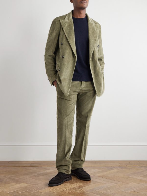 Monster Double-Breasted Prince of Wales Checked Cotton-Blend Corduroy Blazer - OU Monster Double-Breasted Prince of Wales Checked Cotton-Blend Corduroy Blazer - OU