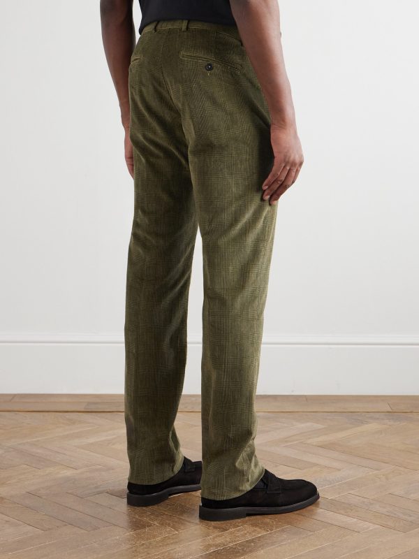 Mauko Straight-Leg Prince of Wales Checked Cotton-Blend Corduroy Suit Trousers - BK