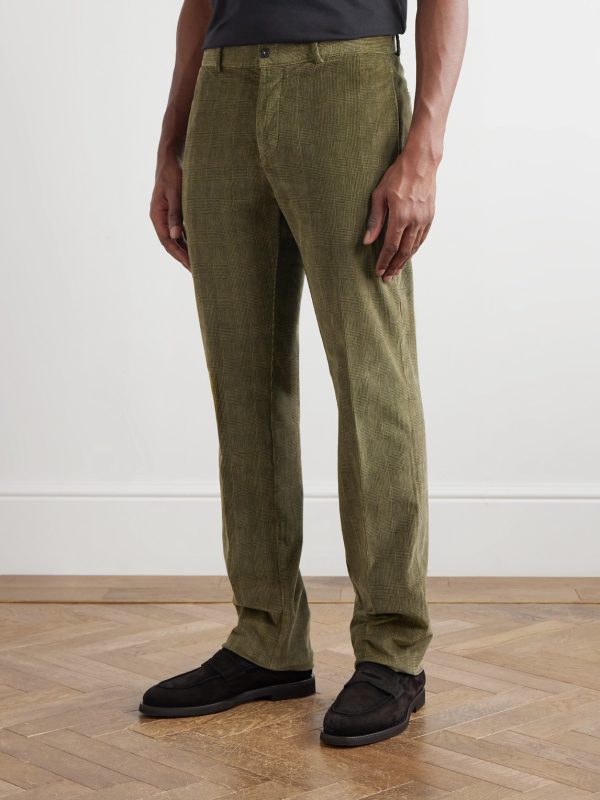 Mauko Straight-Leg Prince of Wales Checked Cotton-Blend Corduroy Suit Trousers - FR