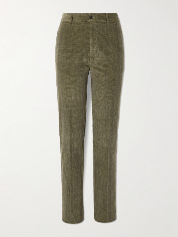 Mauko Straight-Leg Prince of Wales Checked Cotton-Blend Corduroy Suit Trousers