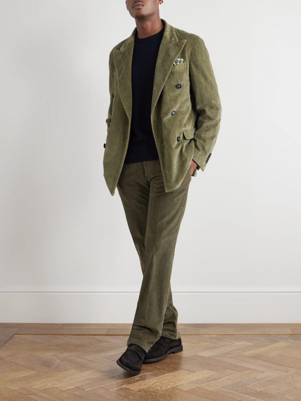 Mauko Straight-Leg Prince of Wales Checked Cotton-Blend Corduroy Suit Trousers - OU