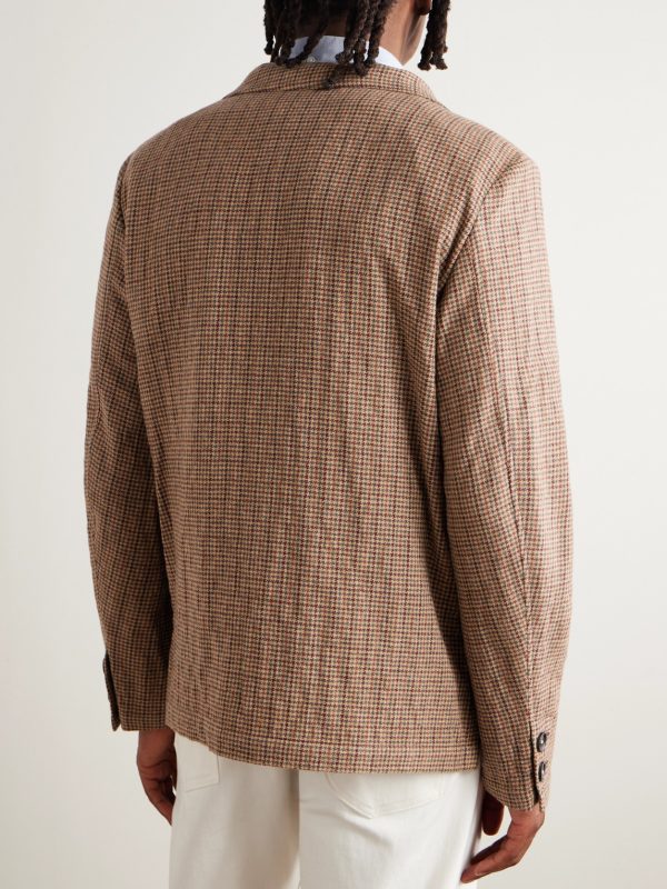 Baglietto Checked Houndstooth Wool-Blend Blazer - BK Baglietto Checked Houndstooth Wool-Blend Blazer - BK