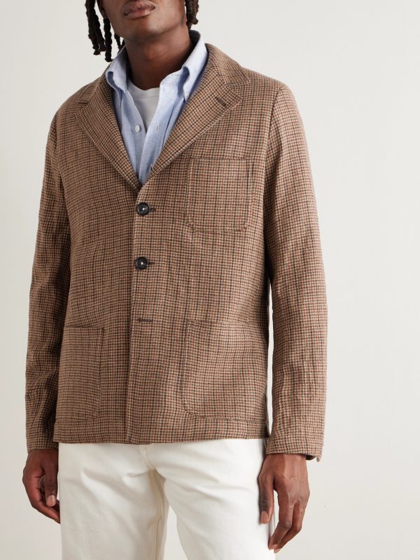 Baglietto Checked Houndstooth Wool-Blend Blazer - FR Baglietto Checked Houndstooth Wool-Blend Blazer - FR