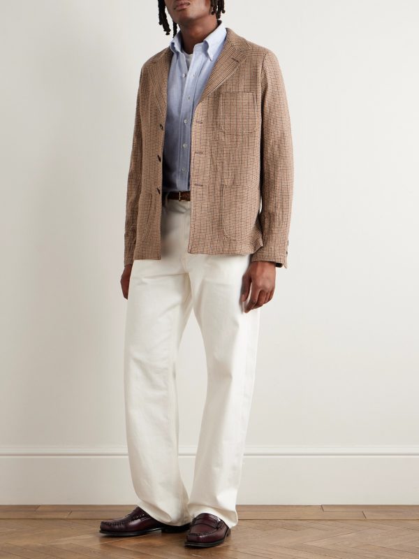 Baglietto Checked Houndstooth Wool-Blend Blazer - OU Baglietto Checked Houndstooth Wool-Blend Blazer - OU