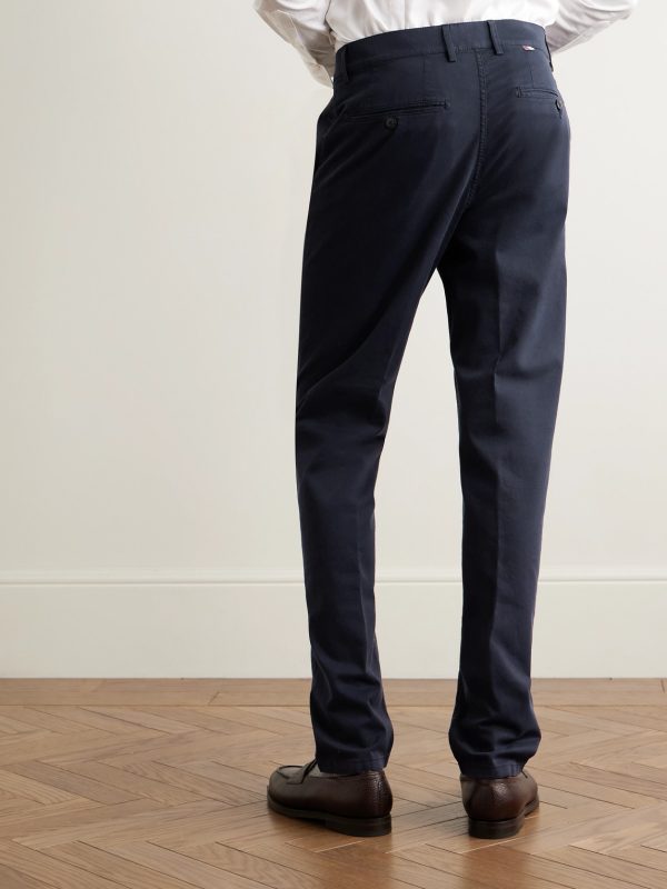 Slim-Fit Garment-Dyed Cotton-Blend Twill Trousers - BK Slim-Fit Garment-Dyed Cotton-Blend Twill Trousers - BK