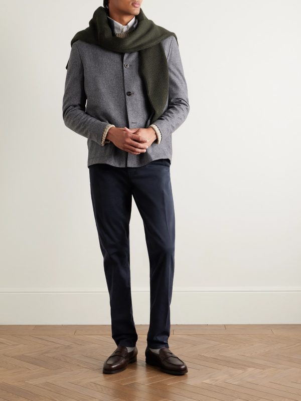 Slim-Fit Garment-Dyed Cotton-Blend Twill Trousers - OU Slim-Fit Garment-Dyed Cotton-Blend Twill Trousers - OU