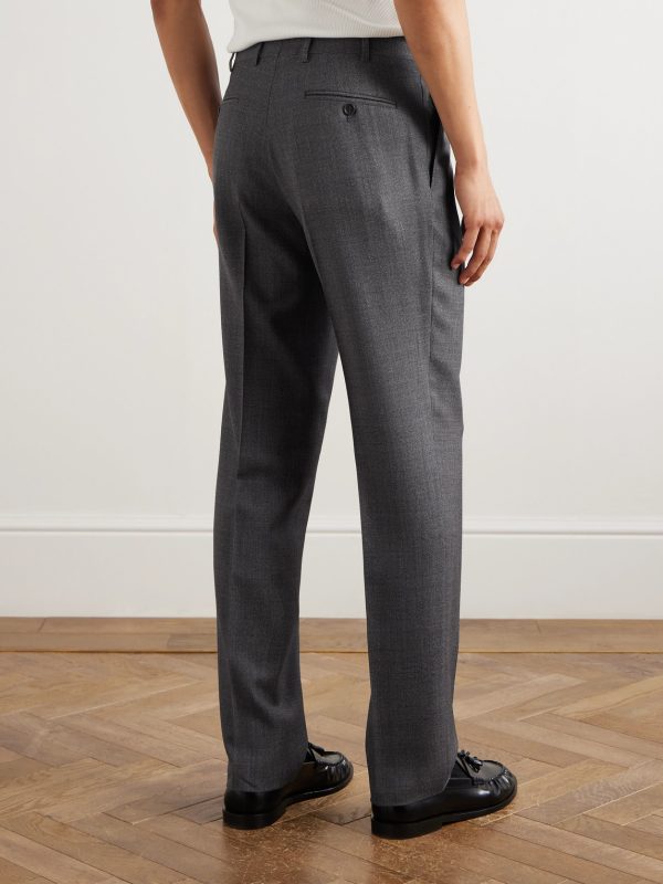 Straight-Leg Pleated Wool Suit Trousers - BK