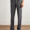 Straight-Leg Pleated Wool Suit Trousers - FR