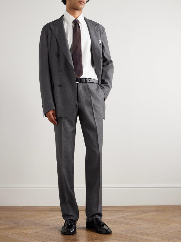 Straight-Leg Pleated Wool Suit Trousers - OU