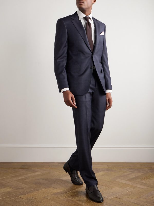 Slim-Fit Straight-Leg Checked Super 130s Wool Suit Trousers - OU Slim-Fit Straight-Leg Checked Super 130s Wool Suit Trousers - OU