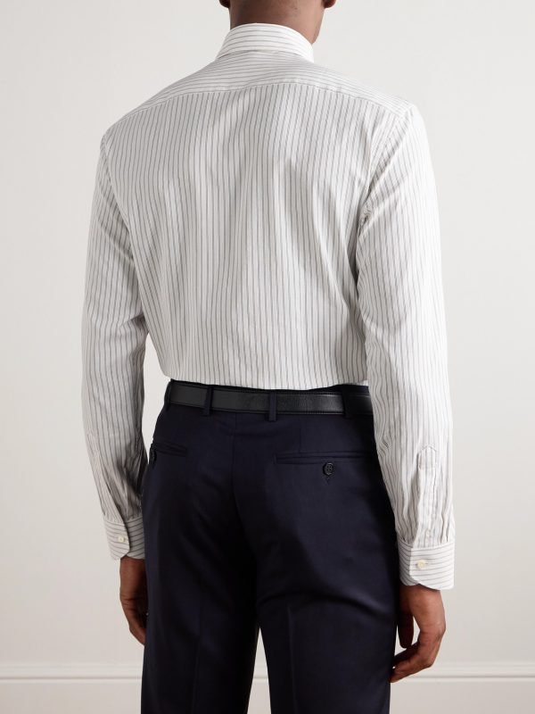 Striped Cotton and Silk-Blend Shirt - BK Striped Cotton and Silk-Blend Shirt - BK