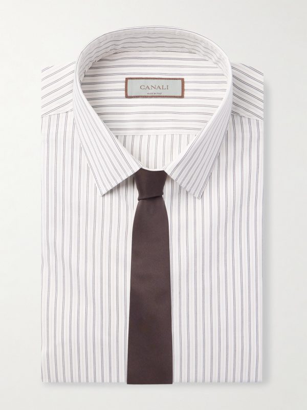 Striped Cotton and Silk-Blend Shirt - E1 Striped Cotton and Silk-Blend Shirt - E1